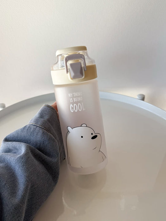 Cute Cartoon Water Bottle | Kawaii Bear & Bunny Bottle | Reusable Leakproof Bottle