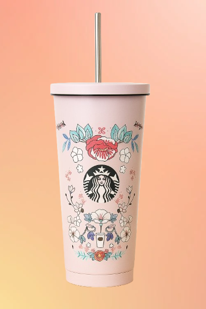 Starbucks Floral Sipper with Straw – Aesthetic Sipper | Stainless Steel | Insulated (Hot and Cold)