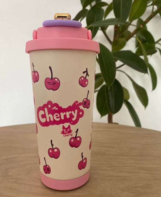 Cherry Aesthetic Tumbler – Cute Pink Leak-Proof Water Bottle