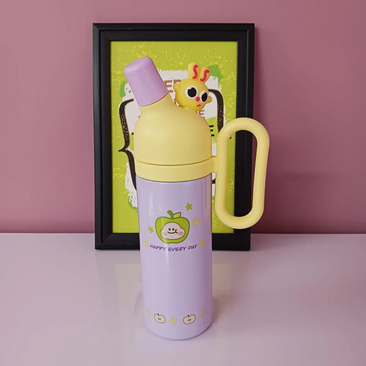 Happy Every Day- Cute Stainless Steel Water Bottles with Cute Character Caps