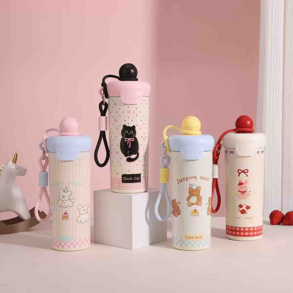 Cute Tumbler – 600ML| Insulated Water Bottle with Strap