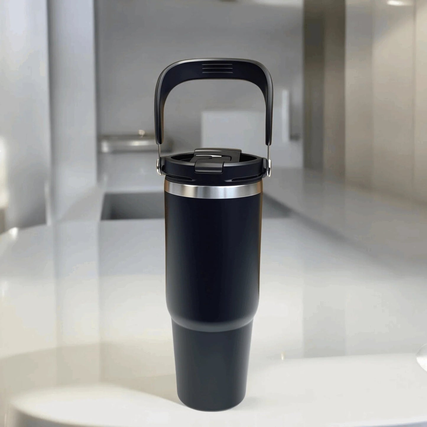 Insulated Stainless Steel Tumblers with Handle – Hot & Cold Reusable Travel Tumblers (6 Colors) Zipzo