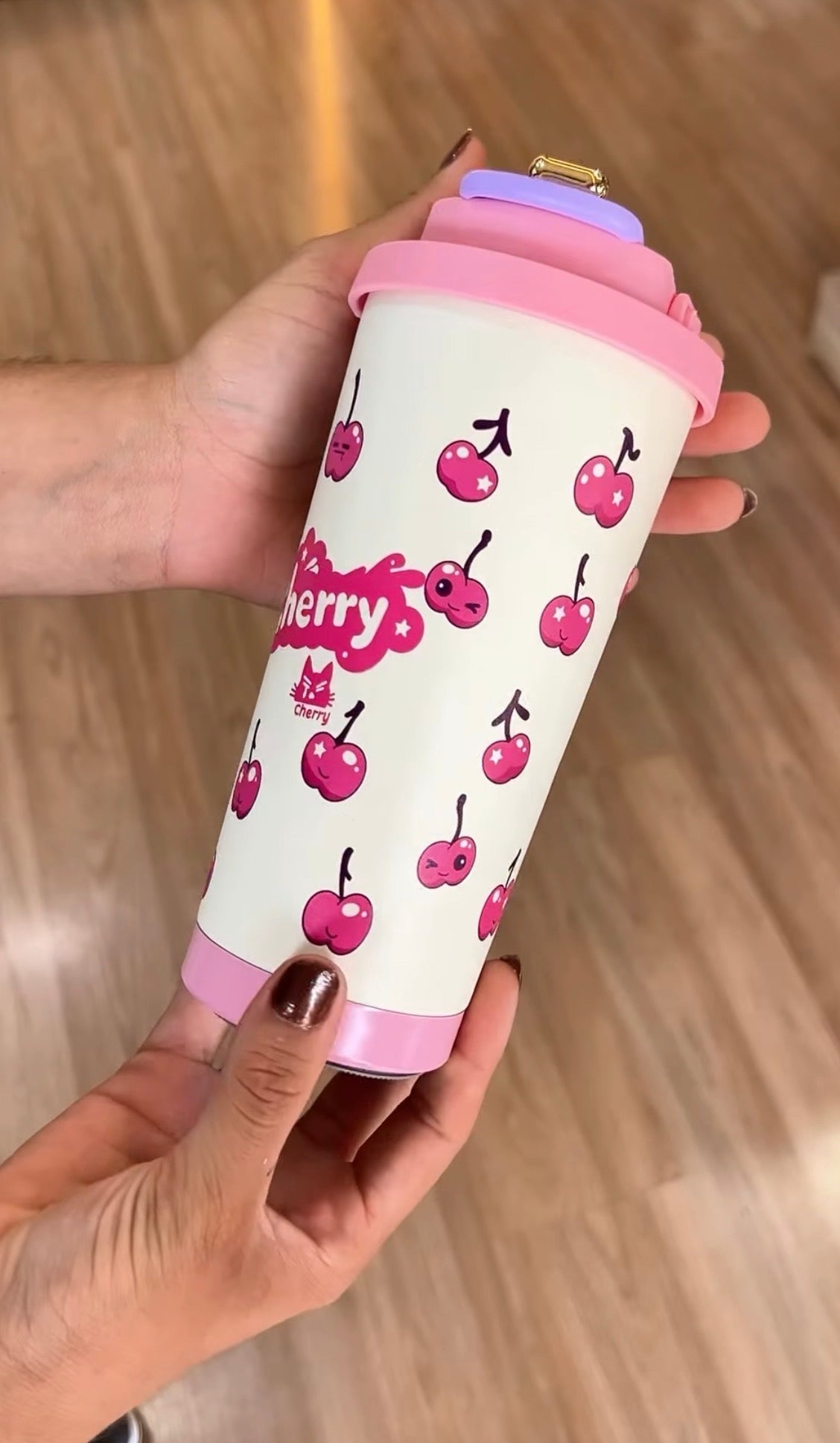 Cherry Aesthetic Tumbler – Cute Pink Leak-Proof Water Bottle