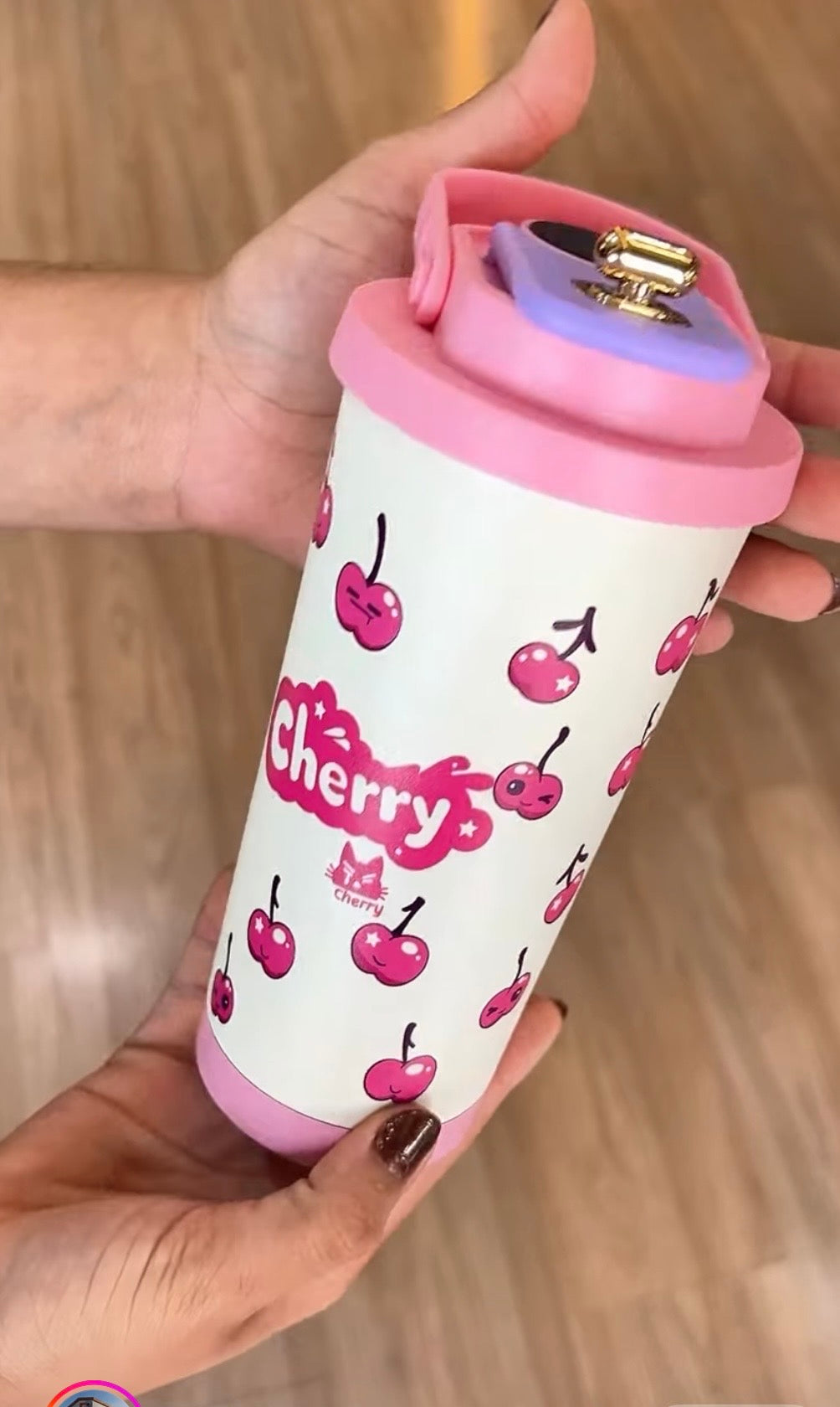 Cherry Aesthetic Tumbler – Cute Pink Leak-Proof Water Bottle