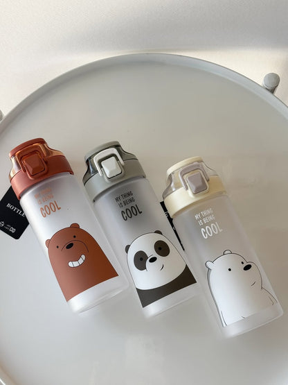Cute Cartoon Water Bottle | Kawaii Bear & Bunny Bottle | Reusable Leakproof Bottle