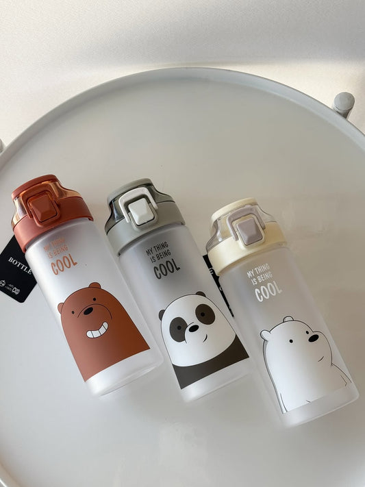 Cute Cartoon Water Bottle | Kawaii Bear & Bunny Bottle | Reusable Leakproof Bottle