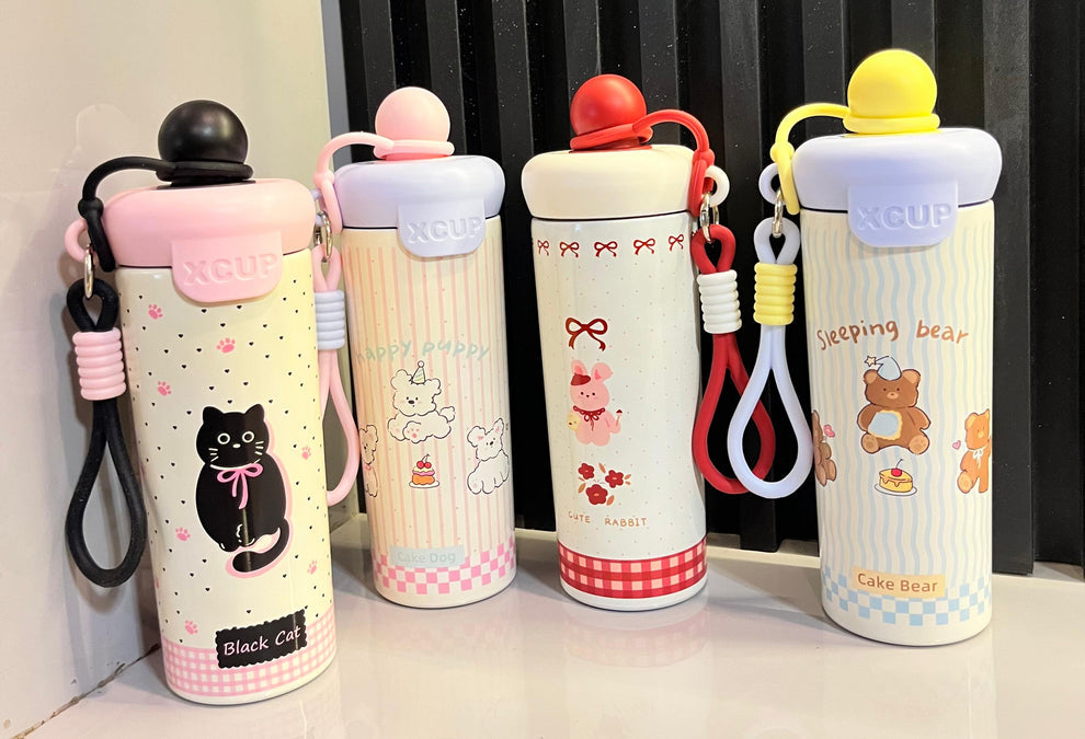Cute Tumbler – 600ML| Insulated Water Bottle with Strap