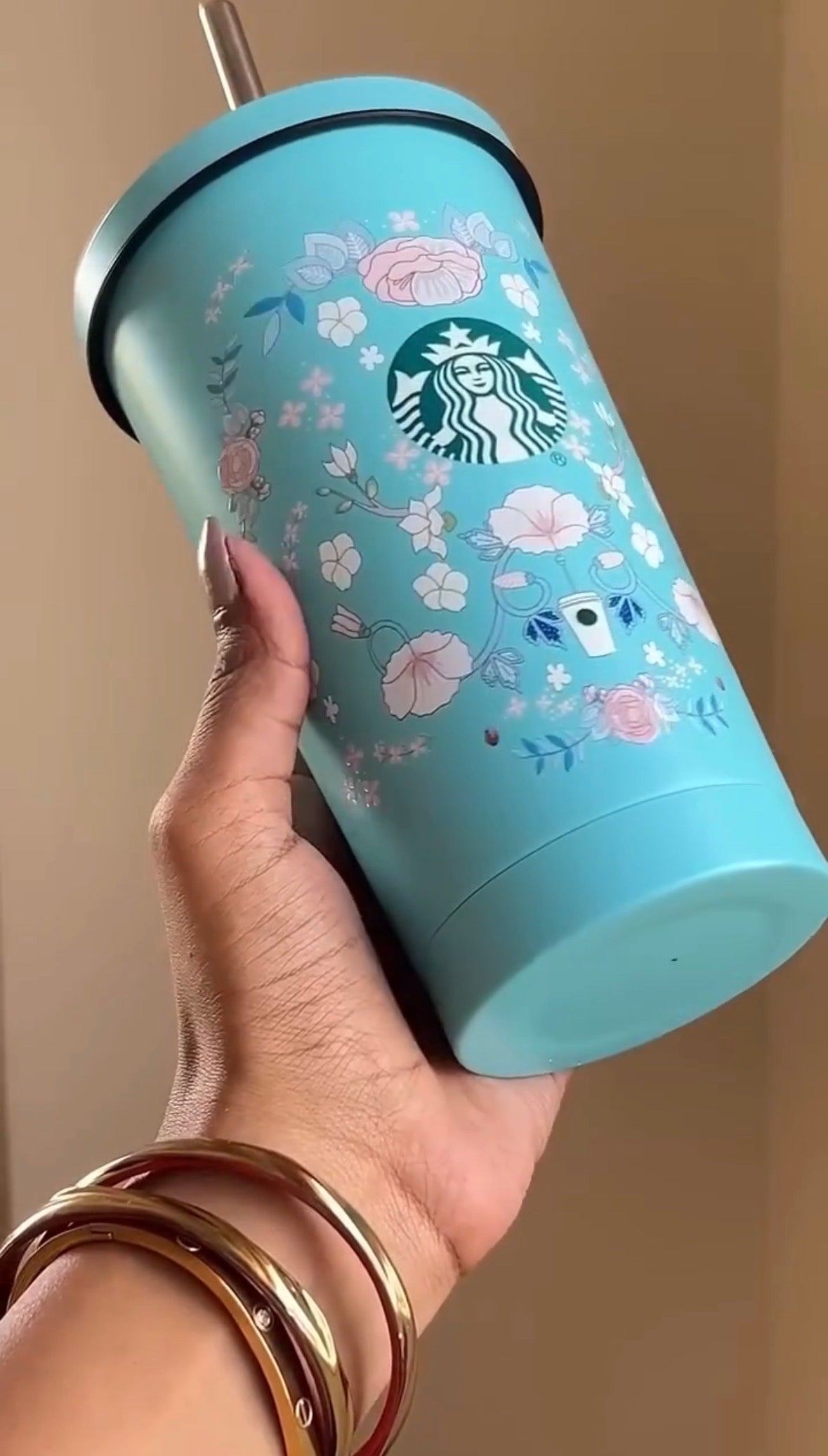 Starbucks Floral Sipper with Straw – Aesthetic Sipper | Stainless Steel | Insulated (Hot and Cold)
