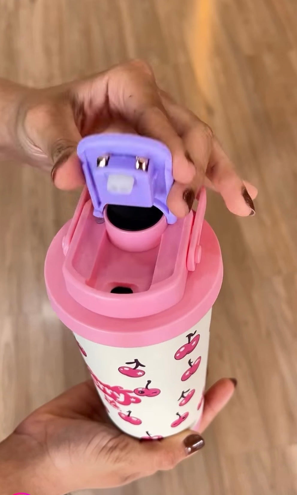 Cherry Aesthetic Tumbler – Cute Pink Leak-Proof Water Bottle