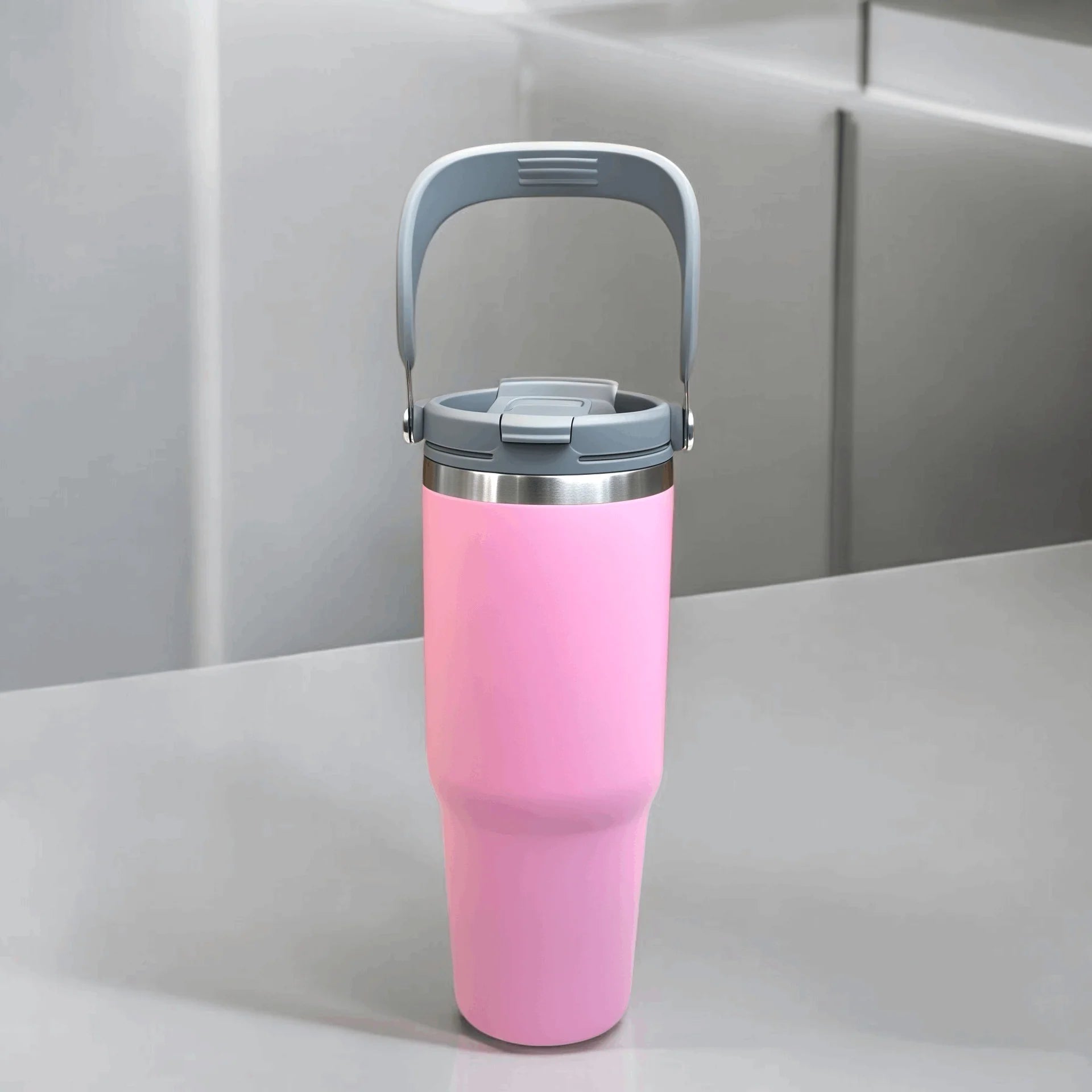 Insulated Stainless Steel Tumblers with Handle – Hot & Cold Reusable Travel Tumblers (6 Colors) Zipzo