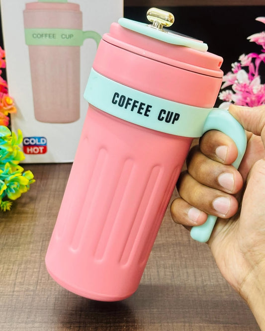 Cute Coffee Cup – 650ML | Hot & Cold Insulated Mug with Leakproof Lid & Handle