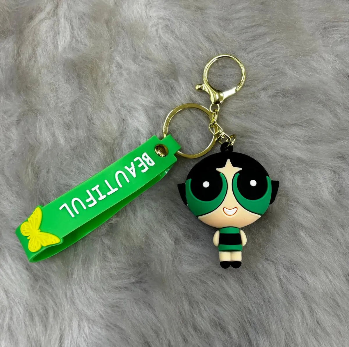 Powerpuff 3D Silicon Keychain With Bagcharm and Strap Zipzo