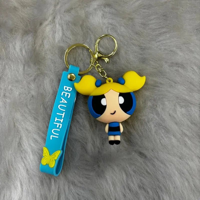 Powerpuff 3D Silicon Keychain With Bagcharm and Strap Zipzo