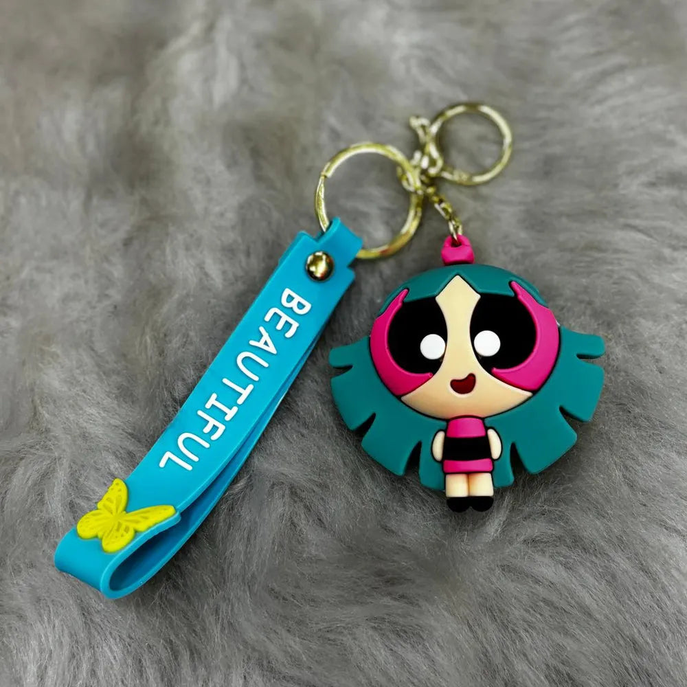 Powerpuff 3D Silicon Keychain With Bagcharm and Strap Zipzo